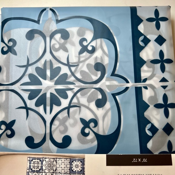 Mosaic Tiles Peva Shower Curtain Shades of Blue - Picture 8 of 9